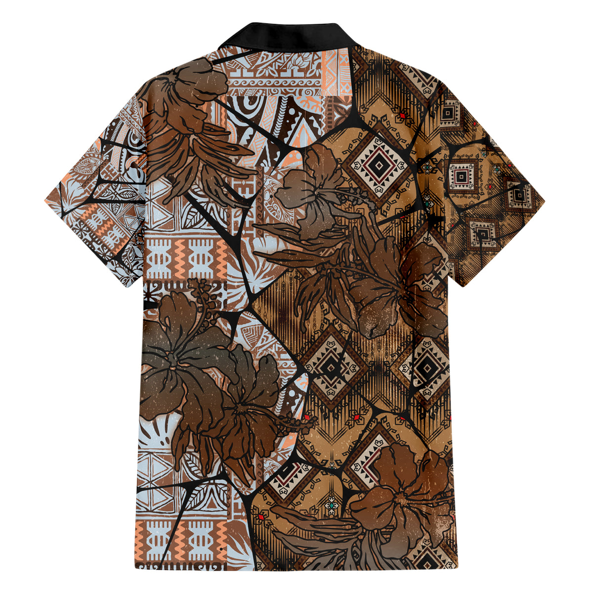 Fiji Masi Tapa Tribal Family Matching Short Sleeve Bodycon Dress and Hawaiian Shirt Old Hibiscus Vintage Style LT03 - Polynesian Pride