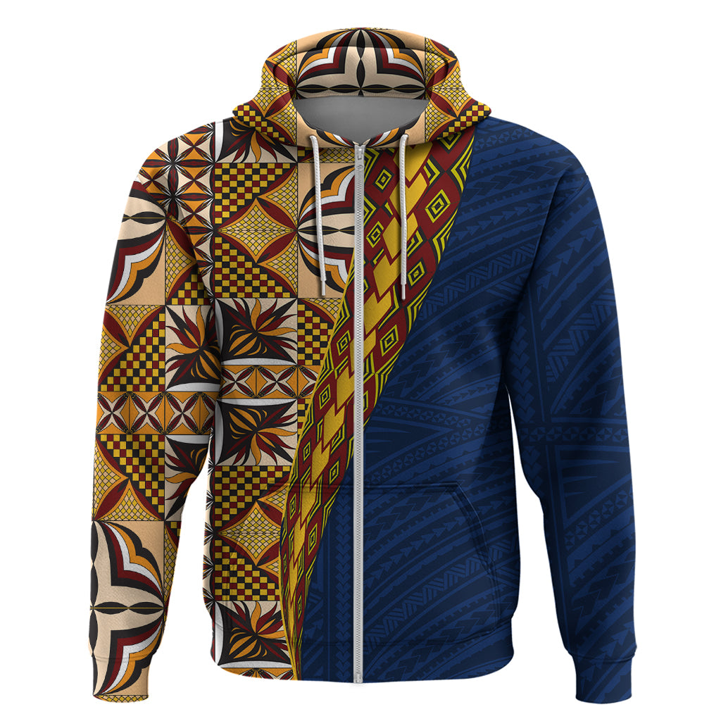 Samoan Siapo Zip Hoodie Tatau Pattern Half Style LT03 Zip Hoodie Yellow - Polynesian Pride