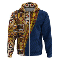 Samoan Siapo Zip Hoodie Tatau Pattern Half Style LT03 Zip Hoodie Yellow - Polynesian Pride