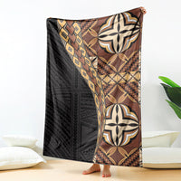 Samoan Siapo Blanket Tatau Pattern Half Style Retro Mode LT03 Brown - Polynesian Pride