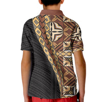 Samoan Siapo Kid Polo Shirt Tatau Pattern Half Style Retro Mode LT03 - Polynesian Pride