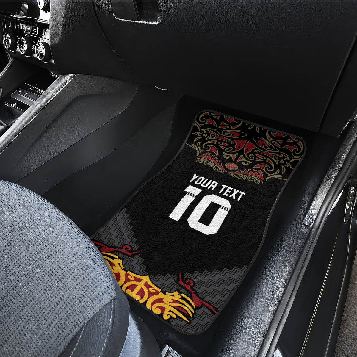 Custom New Zealand Rugby Car Mats Black Fern Maori Tribal Pattern