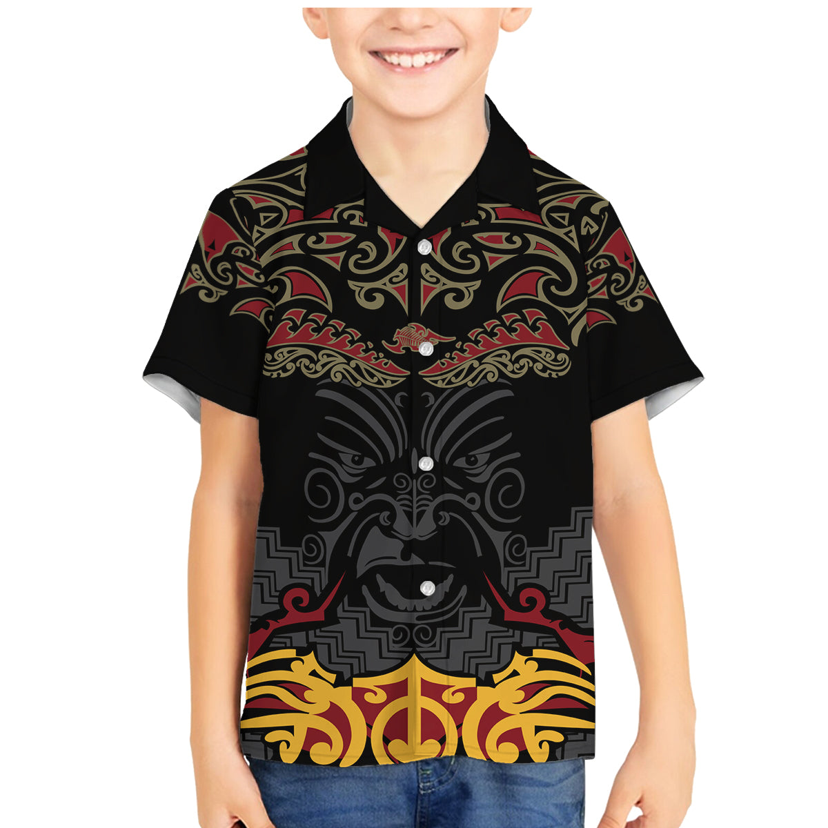Custom New Zealand Rugby Family Matching Mermaid Dress and Hawaiian Shirt Black Fern Maori Tribal Pattern LT03 Son's Shirt Black - Polynesian Pride