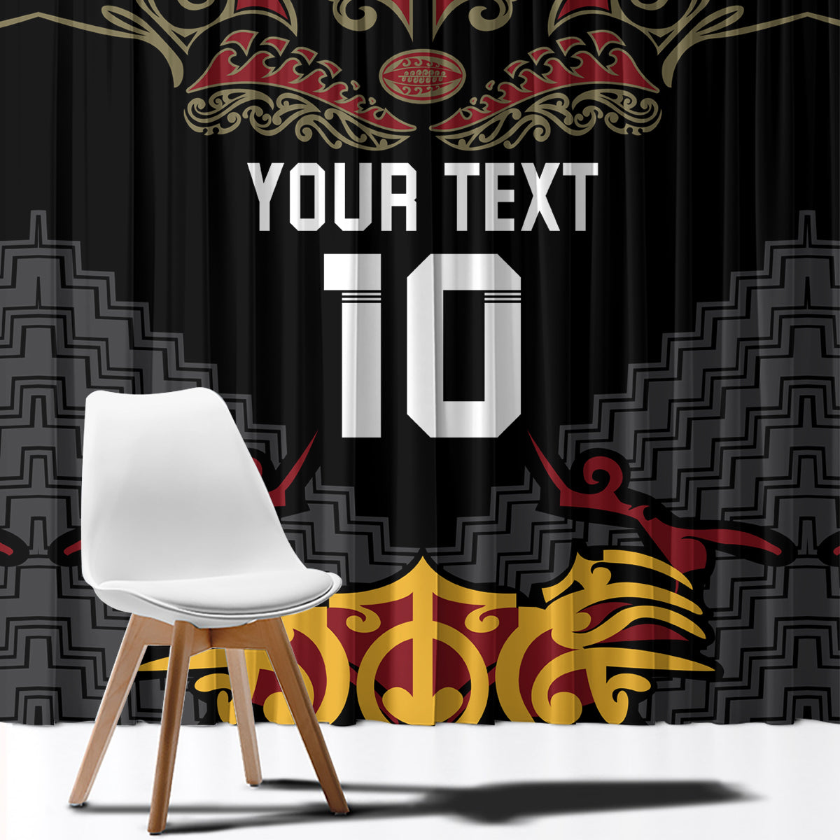 Custom New Zealand Rugby Window Curtain Black Fern Maori Tribal Pattern