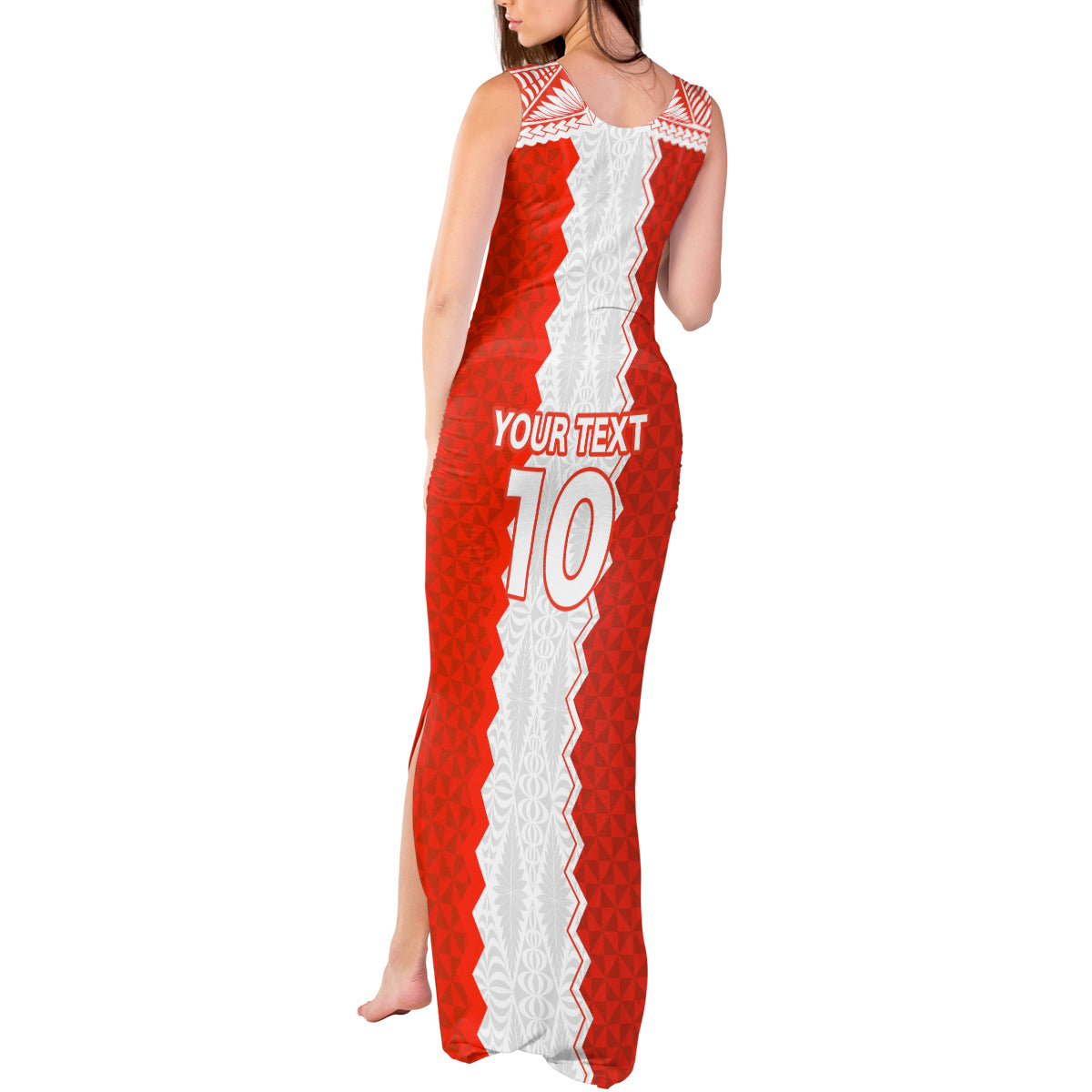 Custom Tonga Rugby Tank Maxi Dress Ikale Tahi Ngatu Tribal Pattern LT03