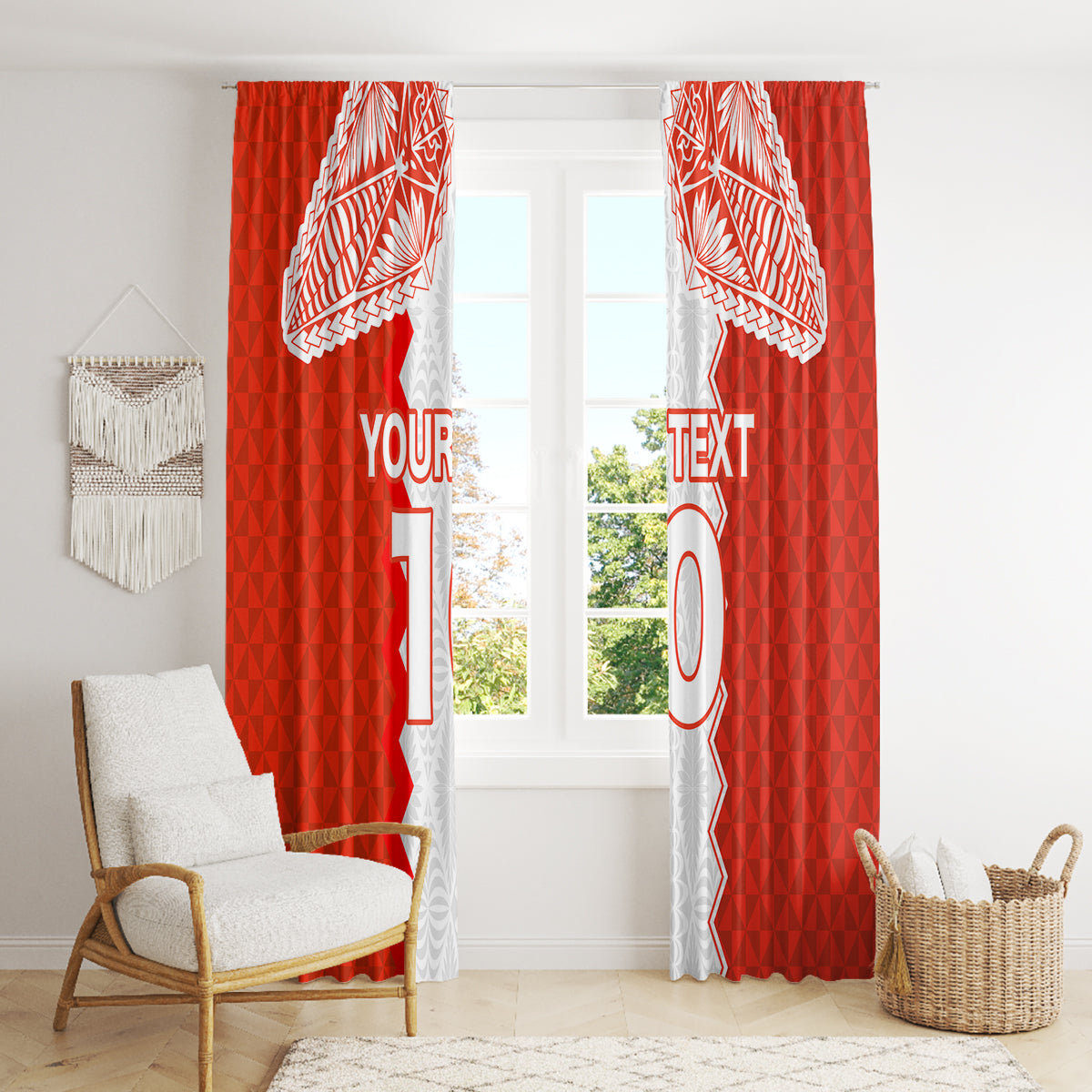 Custom Tonga Rugby Window Curtain Ikale Tahi Ngatu Tribal Pattern