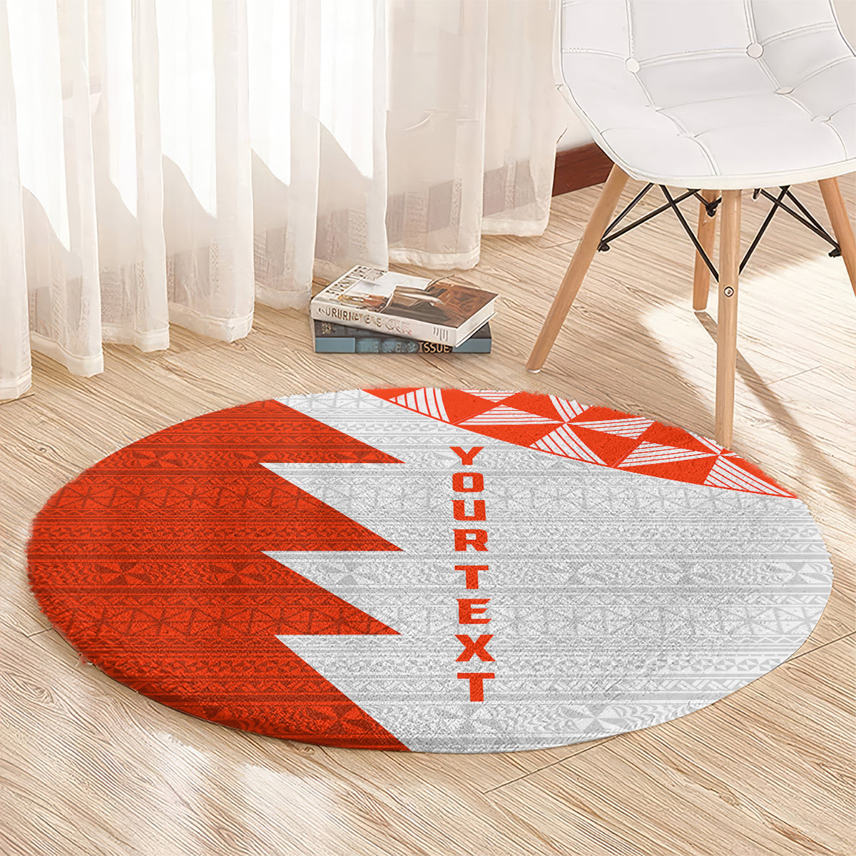 Custom Tonga Rugby Round Carpet Ikale Tahi Ngatu Tribal Pattern Half Style