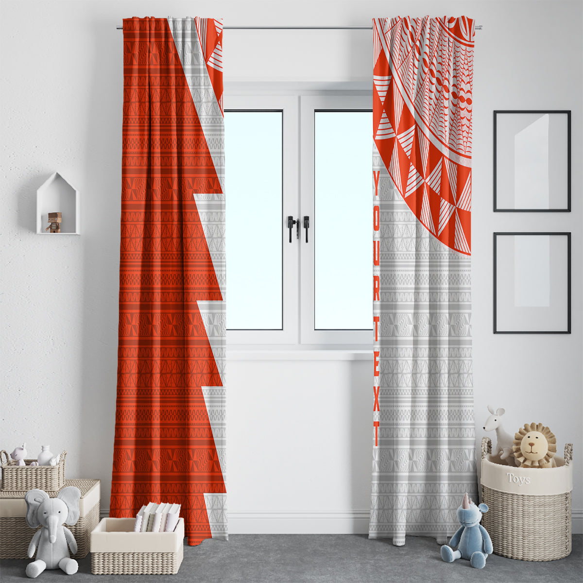 Custom Tonga Rugby Window Curtain Ikale Tahi Ngatu Tribal Pattern Half Style