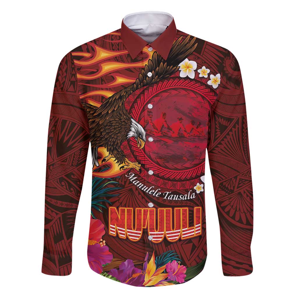 American Samoa Manulele Tausala Nu'uuli Family Matching Mermaid Dress and Hawaiian Shirt Tatau Art Pattern with Tropical Plants