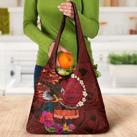 American Samoa Manulele Tausala Nu'uuli Grocery Bag Tatau Art Pattern with Tropical Plants