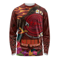 American Samoa Manulele Tausala Nu'uuli Long Sleeve Shirt Tatau Art Pattern with Tropical Plants