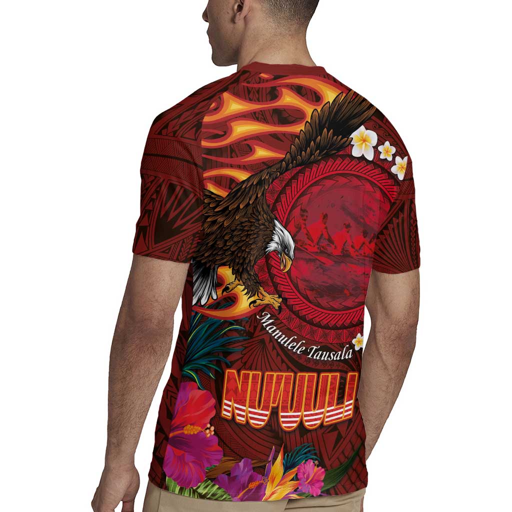 American Samoa Manulele Tausala Nu'uuli Rugby Jersey Tatau Art Pattern with Tropical Plants