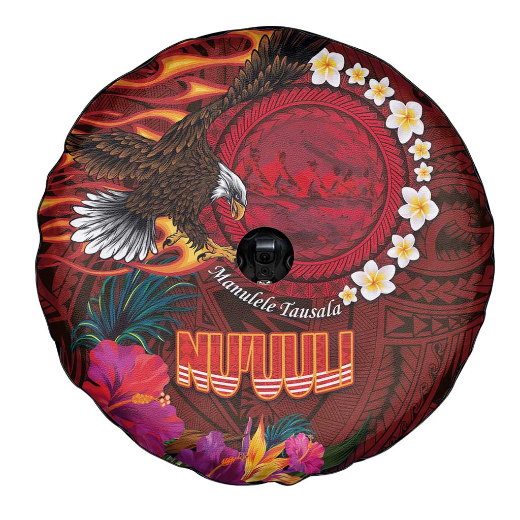 American Samoa Manulele Tausala Nu'uuli Spare Tire Cover Tatau Art Pattern with Tropical Plants