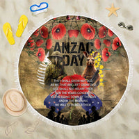 Australia and New Zealand ANZAC Day Beach Blanket Kangaroo and Kiwi Bird Soldier-Honor and Remember Vintage Style