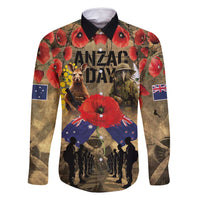 Australia and New Zealand ANZAC Day Family Matching Long Sleeve Bodycon Dress and Hawaiian Shirt Kangaroo and Kiwi Bird Soldier-Honor and Remember Vintage Style