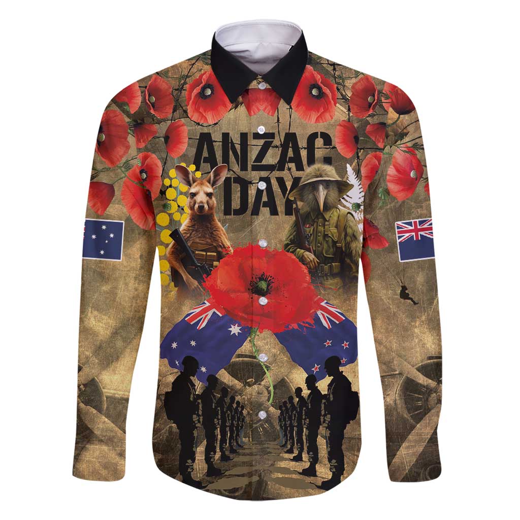 Australia and New Zealand ANZAC Day Family Matching Mermaid Dress and Hawaiian Shirt Kangaroo and Kiwi Bird Soldier-Honor and Remember Vintage Style