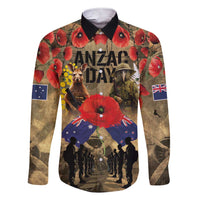 Australia and New Zealand ANZAC Day Family Matching Short Sleeve Bodycon Dress and Hawaiian Shirt Kangaroo and Kiwi Bird Soldier-Honor and Remember Vintage Style