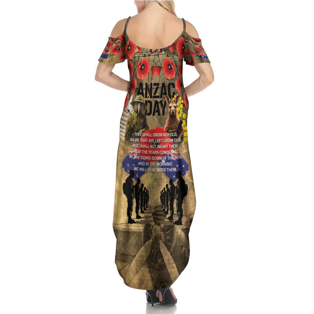 Australia and New Zealand ANZAC Day Family Matching Summer Maxi Dress and Hawaiian Shirt Kangaroo and Kiwi Bird Soldier-Honor and Remember Vintage Style
