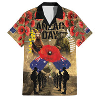 Australia and New Zealand ANZAC Day Hawaiian Shirt Kangaroo and Kiwi Bird Soldier-Honor and Remember Vintage Style