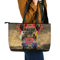 Australia and New Zealand ANZAC Day Leather Tote Bag Kangaroo and Kiwi Bird Soldier-Honor and Remember Vintage Style