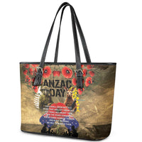 Australia and New Zealand ANZAC Day Leather Tote Bag Kangaroo and Kiwi Bird Soldier-Honor and Remember Vintage Style