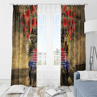 Australia and New Zealand ANZAC Day Window Curtain Kangaroo and Kiwi Bird Soldier-Honor and Remember Vintage Style