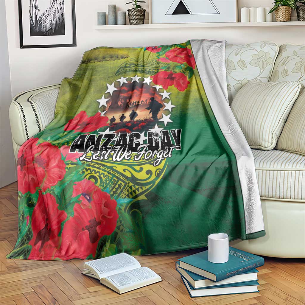 Cook Islands ANDAC Day Blanket Honor and Remember Soliders-Forever in My Thoughts Grunge Style