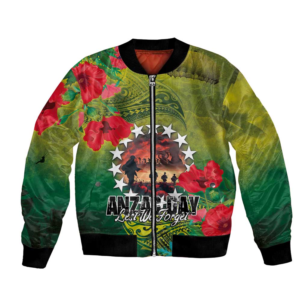 Cook Islands ANDAC Day Bomber Jacket Honor and Remember Soliders-Forever in My Thoughts Grunge Style