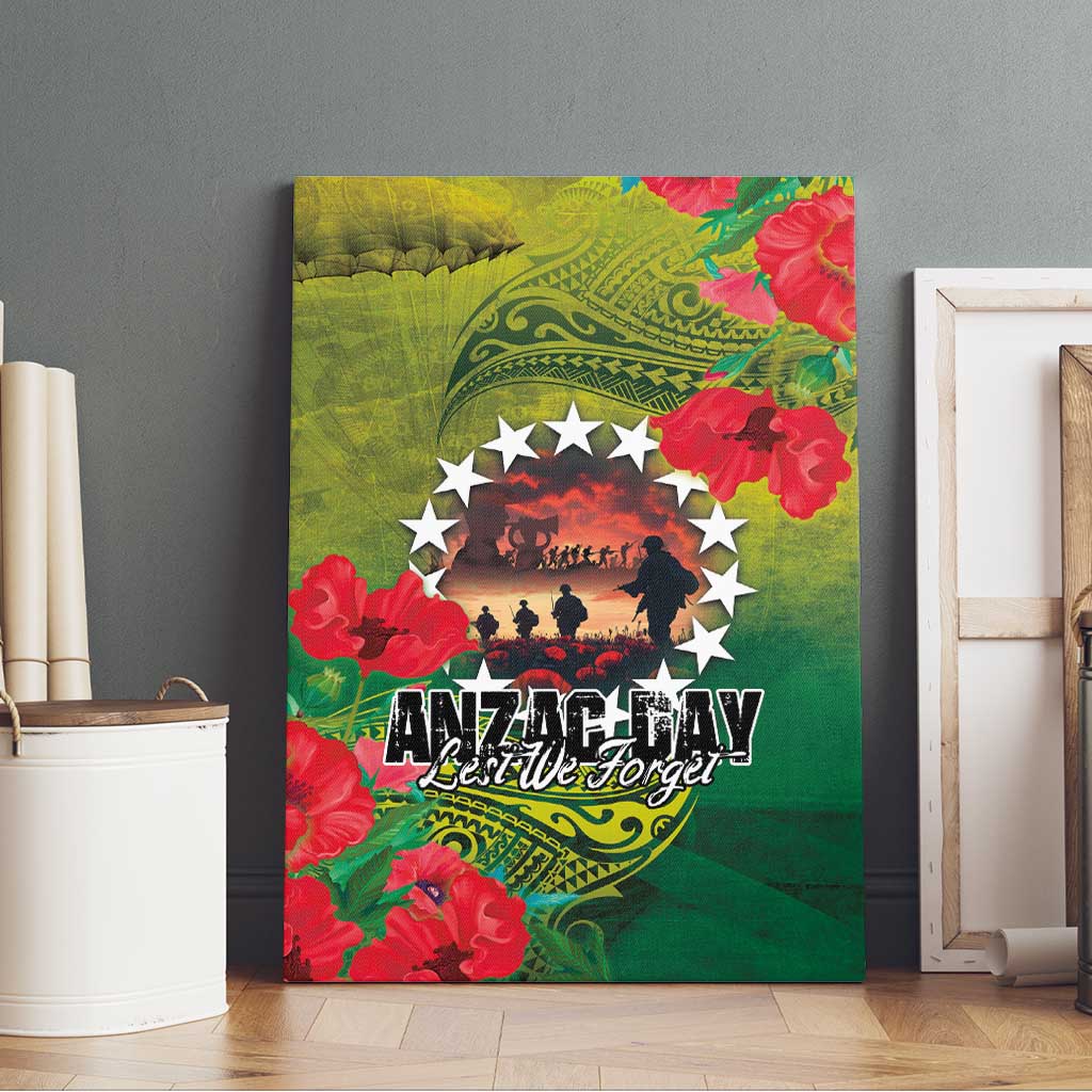Cook Islands ANDAC Day Canvas Wall Art Honor and Remember Soliders-Forever in My Thoughts Grunge Style