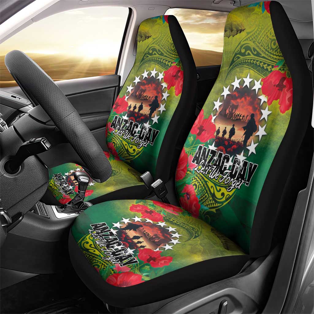 Cook Islands ANDAC Day Car Seat Cover Honor and Remember Soliders-Forever in My Thoughts Grunge Style