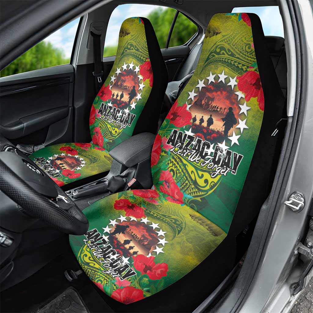 Cook Islands ANDAC Day Car Seat Cover Honor and Remember Soliders-Forever in My Thoughts Grunge Style
