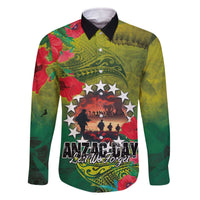 Cook Islands ANDAC Day Family Matching Off The Shoulder Long Sleeve Dress and Hawaiian Shirt Honor and Remember Soliders-Forever in My Thoughts Grunge Style