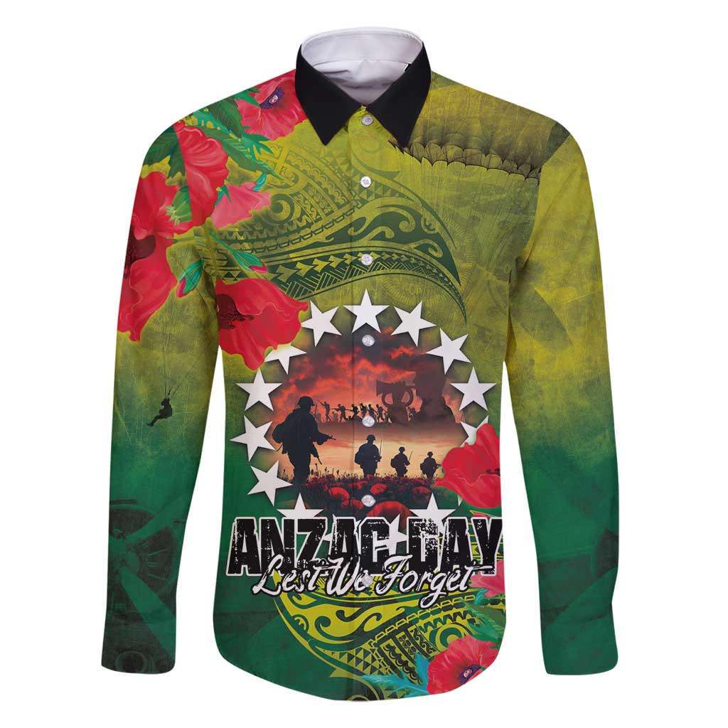 Cook Islands ANDAC Day Family Matching Off Shoulder Short Dress and Hawaiian Shirt Honor and Remember Soliders-Forever in My Thoughts Grunge Style