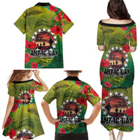 Cook Islands ANDAC Day Family Matching Puletasi and Hawaiian Shirt Honor and Remember Soliders-Forever in My Thoughts Grunge Style