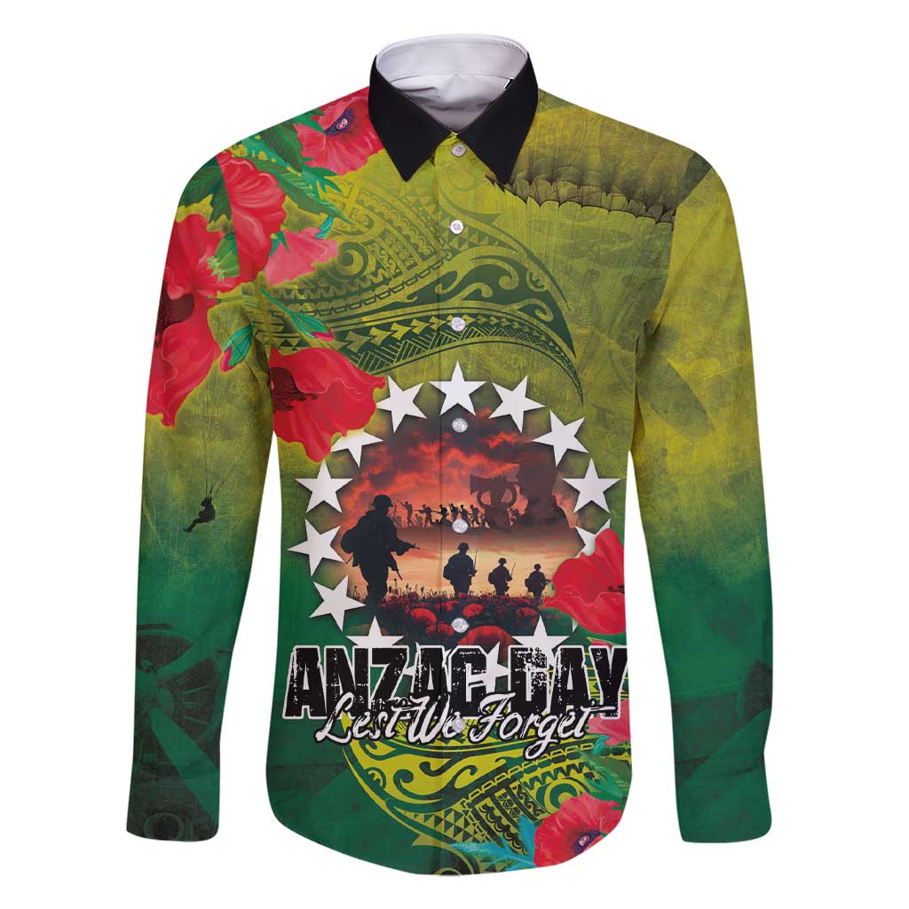 Cook Islands ANDAC Day Family Matching Short Sleeve Bodycon Dress and Hawaiian Shirt Honor and Remember Soliders-Forever in My Thoughts Grunge Style