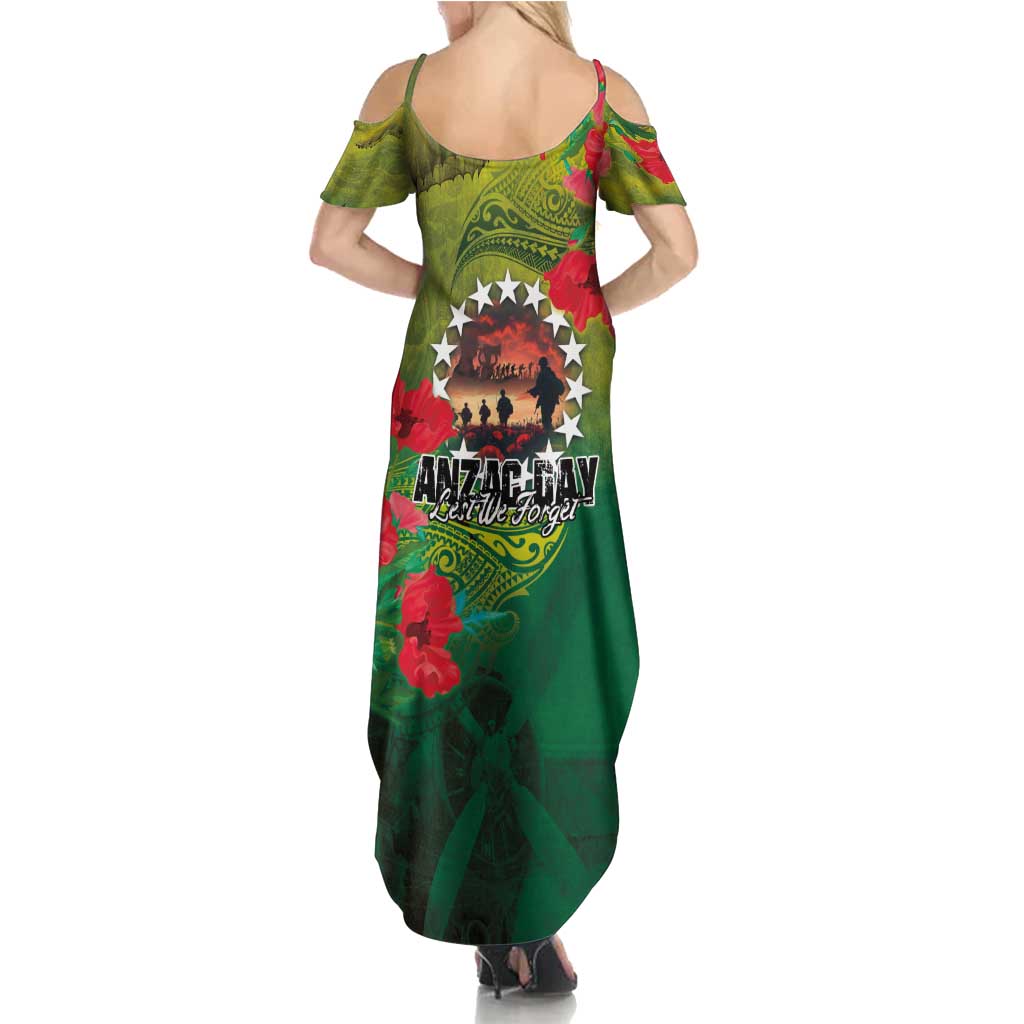 Cook Islands ANDAC Day Family Matching Summer Maxi Dress and Hawaiian Shirt Honor and Remember Soliders-Forever in My Thoughts Grunge Style