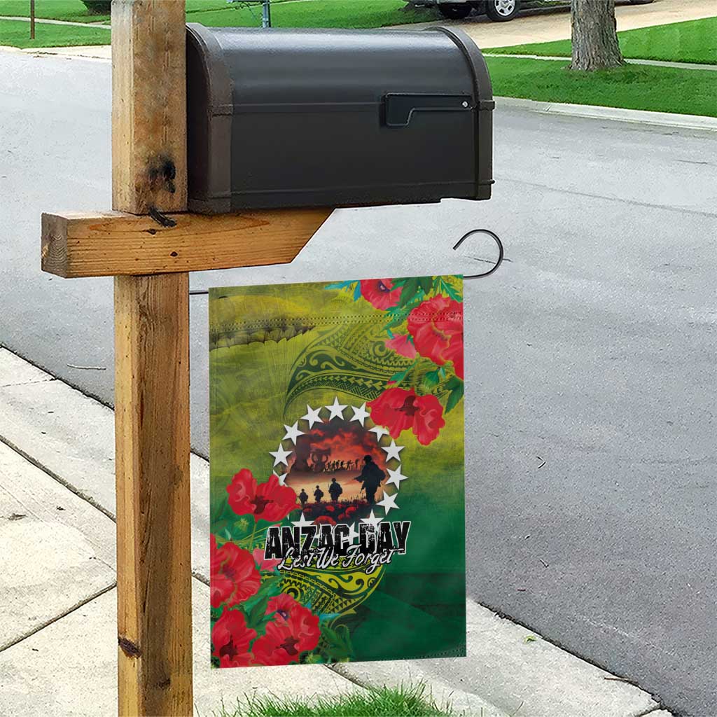 Cook Islands ANDAC Day Garden Flag Honor and Remember Soliders-Forever in My Thoughts Grunge Style