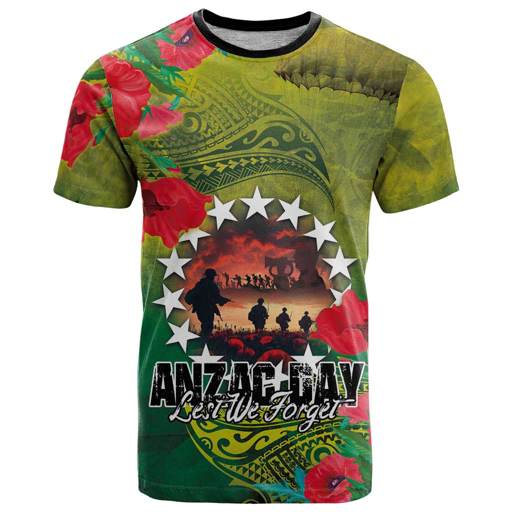 Cook Islands ANDAC Day T Shirt Honor and Remember Soliders-Forever in My Thoughts Grunge Style