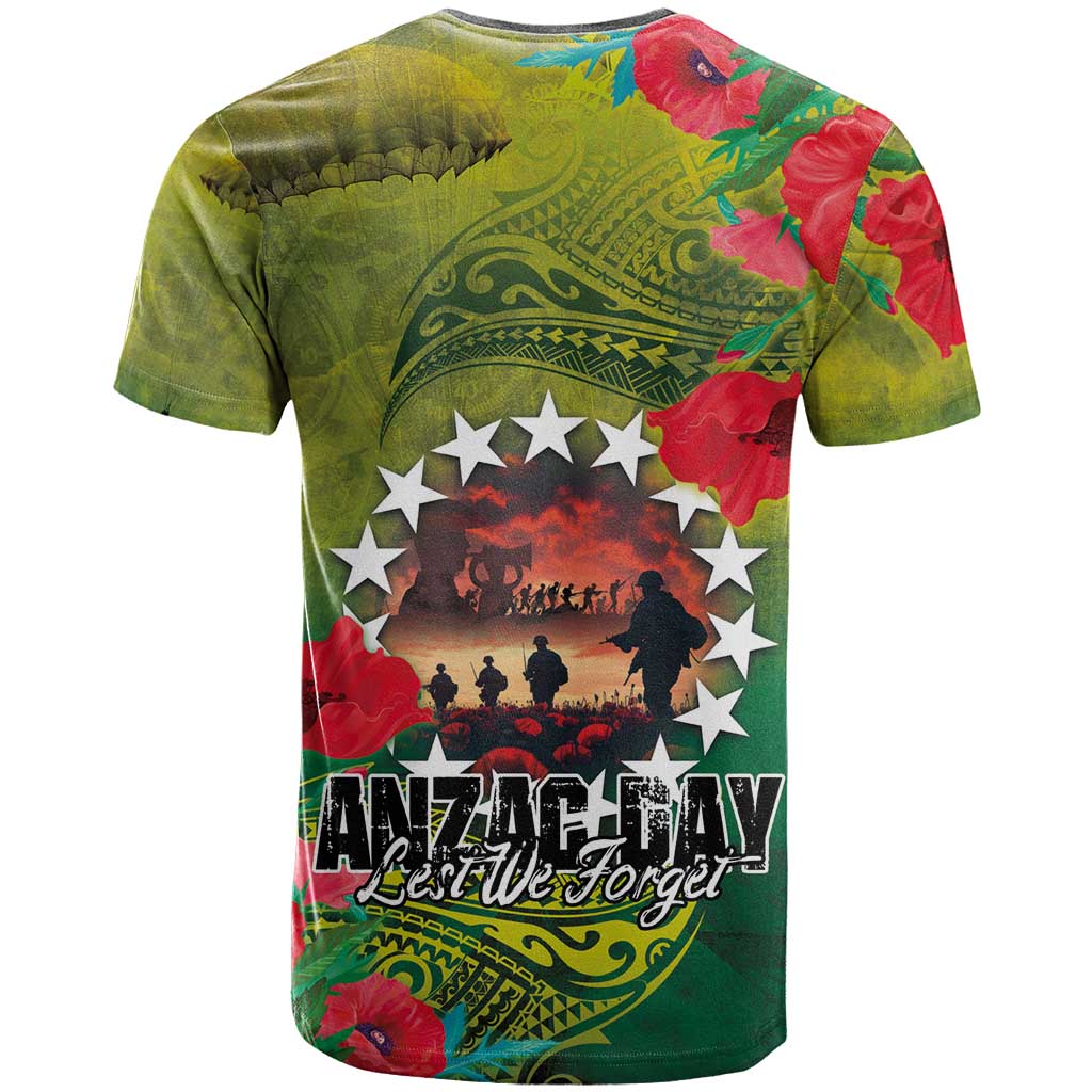 Cook Islands ANDAC Day T Shirt Honor and Remember Soliders-Forever in My Thoughts Grunge Style
