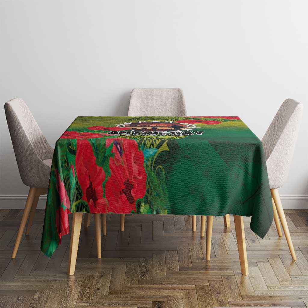 Cook Islands ANDAC Day Tablecloth Honor and Remember Soliders-Forever in My Thoughts Grunge Style