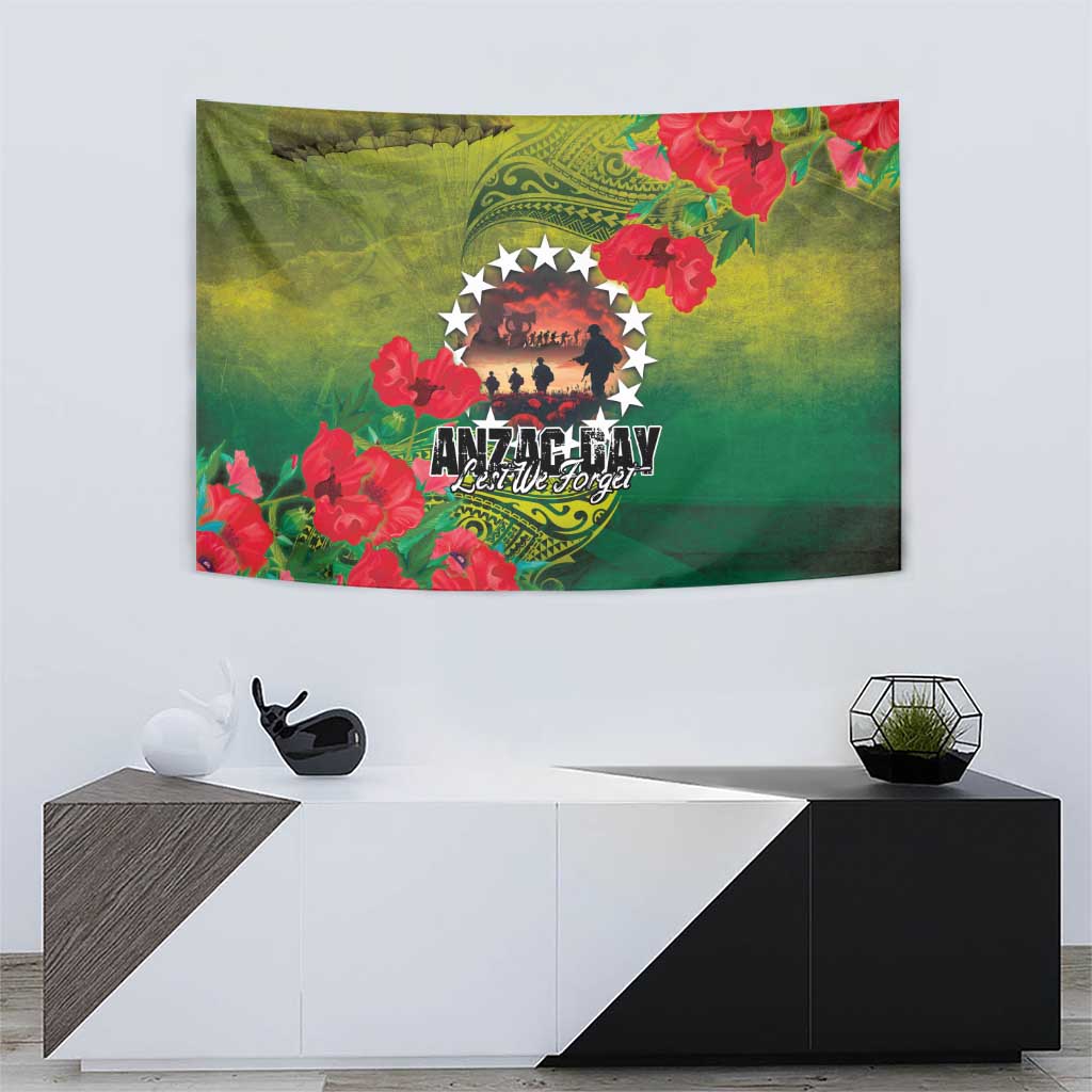 Cook Islands ANDAC Day Tapestry Honor and Remember Soliders-Forever in My Thoughts Grunge Style