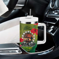 Cook Islands ANDAC Day Tumbler With Handle Honor and Remember Soliders-Forever in My Thoughts Grunge Style