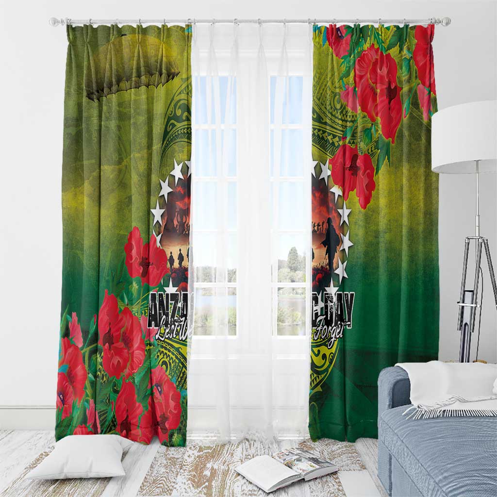 Cook Islands ANDAC Day Window Curtain Honor and Remember Soliders-Forever in My Thoughts Grunge Style