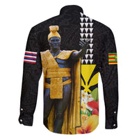 Hawaii King Kamehameha Day Family Matching Long Sleeve Bodycon Dress and Hawaiian Shirt Kanaka Maoli Hibiscus Flower and Kakau Pattern