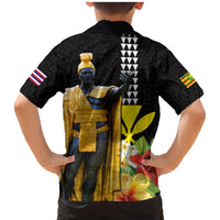 Hawaii King Kamehameha Day Family Matching Mermaid Dress and Hawaiian Shirt Kanaka Maoli Hibiscus Flower and Kakau Pattern