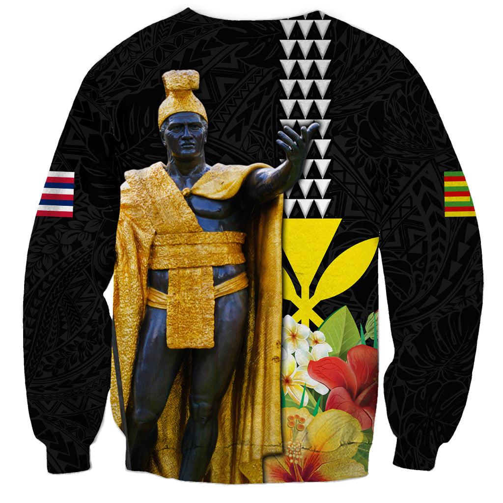 Hawaii King Kamehameha Day Sweatshirt Kanaka Maoli Hibiscus Flower and Kakau Pattern