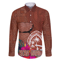 Chamorro Biba Guam Family Matching Tank Maxi Dress and Hawaiian Shirt Latte Stone Tribal and Hibiscus Flower Tapa Pattern