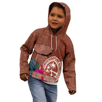 Chamorro Biba Guam Kid Hoodie Latte Stone Tribal and Hibiscus Flower Tapa Pattern LT03 - Polynesian Pride