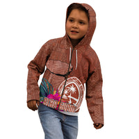 Chamorro Biba Guam Kid Hoodie Latte Stone Tribal and Hibiscus Flower Tapa Pattern LT03 - Polynesian Pride