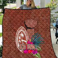 Chamorro Biba Guam Quilt Latte Stone Tribal and Hibiscus Flower Tapa Pattern LT03 Brown - Polynesian Pride